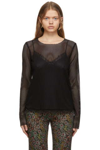 Anna Sui: Black Mesh Long Sleeve Shirt | SSENSE Canada