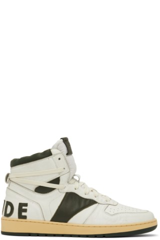 SSENSE Exclusive White & Green Rhecess Hi Sneakers by Rhude on Sale