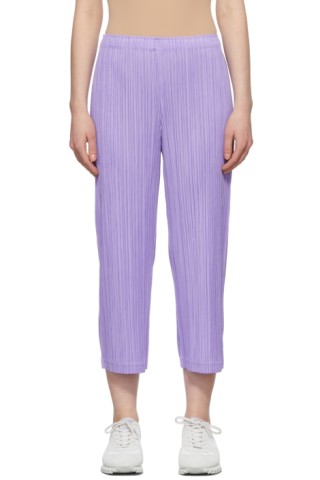 Pleats Please Issey Miyake: Purple Thicker Bottoms 1 Trousers ...