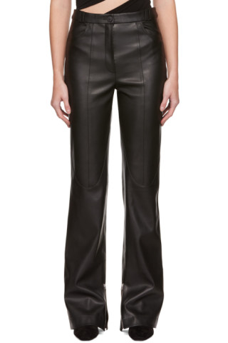 Olēnich: Black Faux-Leather Trousers | SSENSE