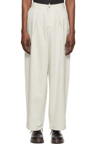 HOPE: Off-White Organic Cotton Trousers | SSENSE