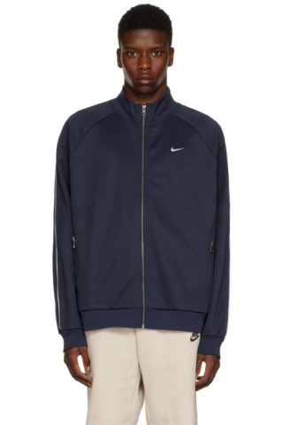Nike: Navy Track Zip-Up Sweater | SSENSE