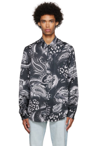 Just Cavalli: Black Graphic Shirt | SSENSE