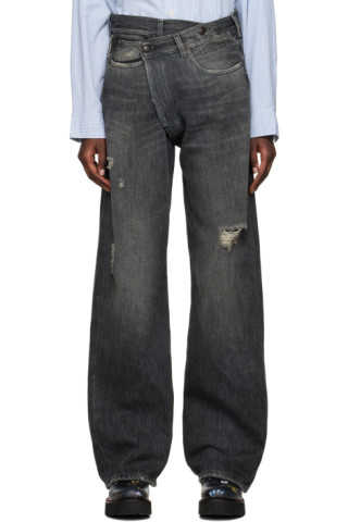 R13: Black Crossover Jeans | SSENSE