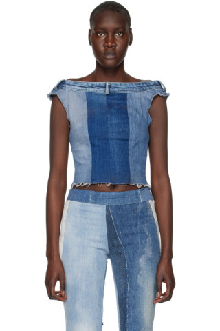 Vitelli Ssense Exclusive Blue Denim Tank Top Ssense