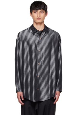 Sulvam: Black & Gray Over Chin Strap Shirt | SSENSE