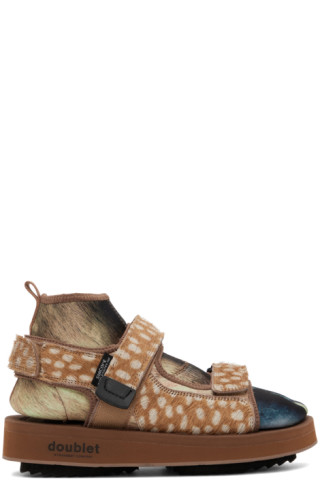 Brown Suicoke Edition Animal Foot Layered Sandals by Doublet on Sale