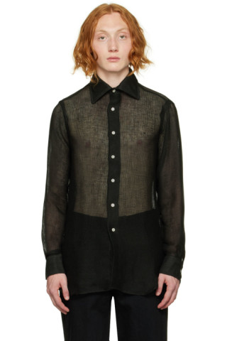 Factor's: Black Mesh Shirt | SSENSE