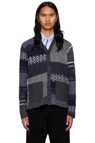 Gray Jacquard Cardigan by Comme des Garçons Homme on Sale