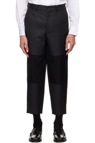 Comme des Garçons Homme Deux: Gray & Black Paneled Trousers | SSENSE