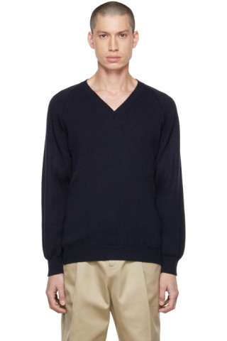 COMME des GARÇONS HOMME ネイビー Vネックセーター M COMME des GARCONS HOMME Vネックニット
