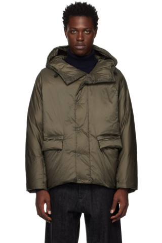 Khaki Quilted Down Jacket by Remi Relief on Sale