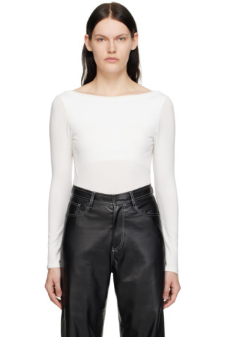 determ;: White Twisted Bodysuit | SSENSE