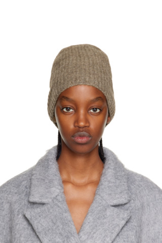 Filippa K: Taupe Ribbed Beanie | SSENSE