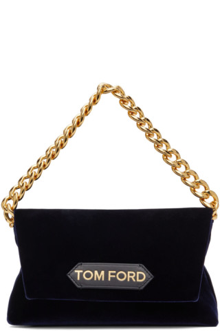 TOM FORD: Navy Mini Chain Shoulder Bag | SSENSE