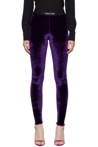 TOM FORD - Purple Embroidered Leggings