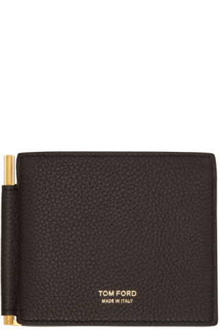 Tom Ford Money Clip Leather Wallet - Brown