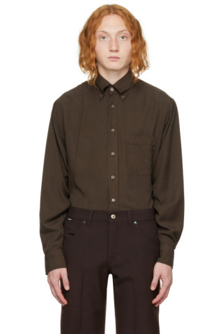 Brown Garment-Dyed Leisure Shirt by TOM FORD on Sale