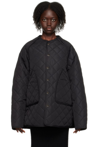 Black Quilted Jacket by Trunk Project on Sale