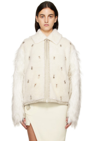 Feng Chen Wang: Off-White Charm Faux-Fur Jacket | SSENSE