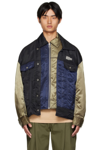 Khaki Deconstructed Panel Jacket by Feng Chen Wang on Sale