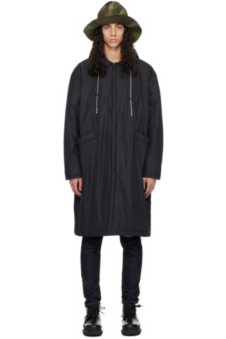 Navy Padded Rain Coat by Camiel Fortgens on Sale