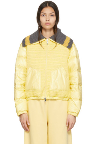 Moncler: Yellow Apront Down Jacket | SSENSE