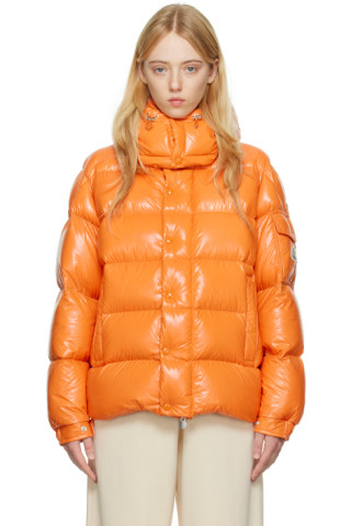 Moncler: Orange Moncler Maya 70 Down Jacket | SSENSE