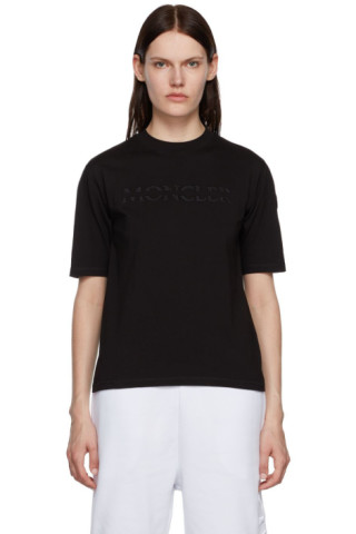 Moncler: Black Embroidered T-Shirt | SSENSE