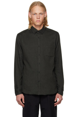 Chemise Herringbone à motifs pour hommes en Gris - REGULAR FIT