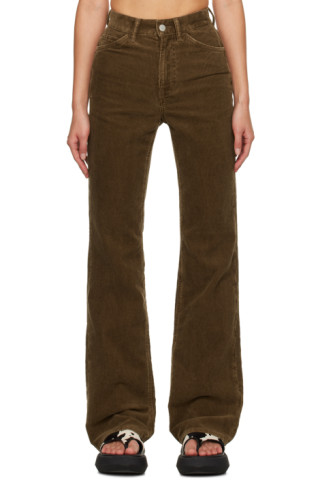 Acne Studios: Brown High-Rise Trousers | SSENSE