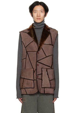 Sea New York Diego Denim Patchwork Shearling Vest (Size M)