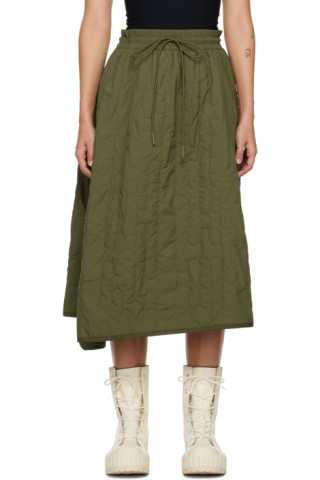 Khaki Quilted Midi Skirt by Y-3 on Sale