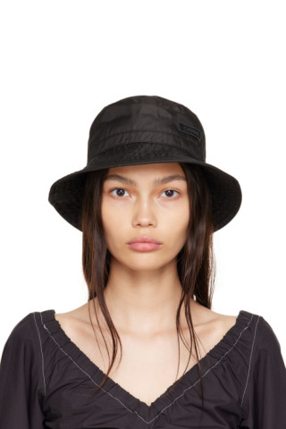 Black Sateen Bucket Hat by GANNI on Sale