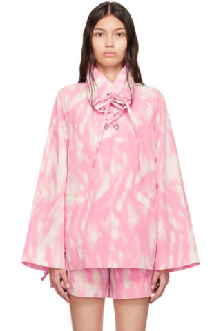 Pink Recycled Polyester Jacket by GANNI on Sale