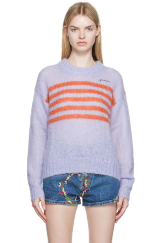 GANNI: Purple Striped Sweater | SSENSE