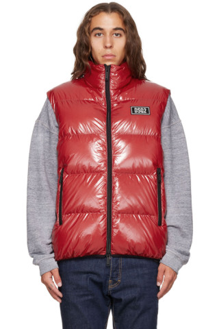Red Quilted Down Vest by Dsquared2 on Sale