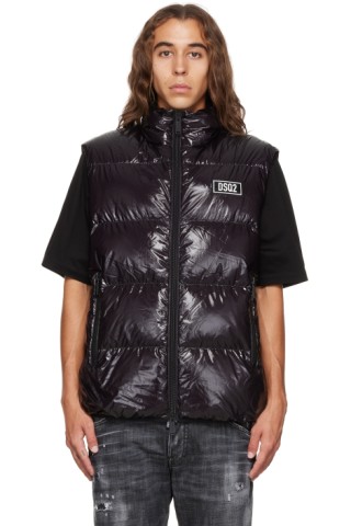 Black Quilted Down Vest by Dsquared2 on Sale