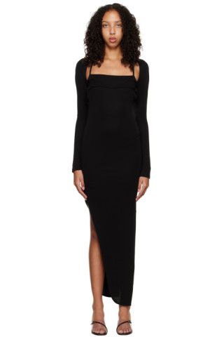 Helmut Lang: Black Cutout Midi Dress | SSENSE