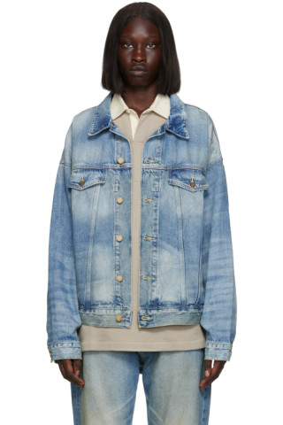 Blue Trucker Denim Jacket by Fear of God ESSENTIALS on Sale