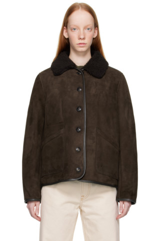 Brown Brainticket Shearling Jacket by YMC on Sale