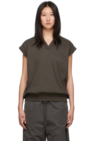 Gray V-Neck Vest by Fear of God ESSENTIALS on Sale