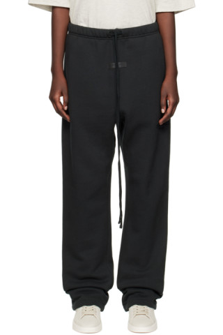 Fear of God ESSENTIALS: Black Relaxed Lounge Pants | SSENSE