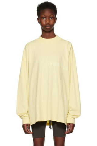 Yellow Flocked Long Sleeve T-Shirt by Fear of God ESSENTIALS on Sale