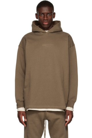 Brown Relaxed Hoodie by Fear of God ESSENTIALS on Sale