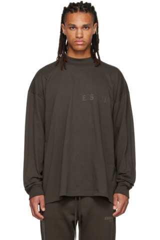 Gray Flocked Long Sleeve T-Shirt by Fear of God ESSENTIALS on Sale