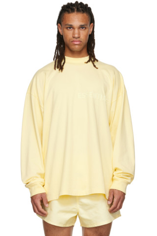 Yellow Flocked Long Sleeve T-Shirt by Fear of God ESSENTIALS on Sale
