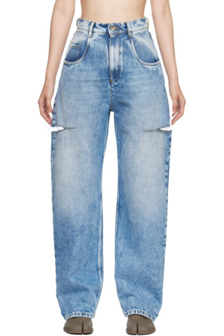 Maison Margiela: Blue Slit Jeans | SSENSE