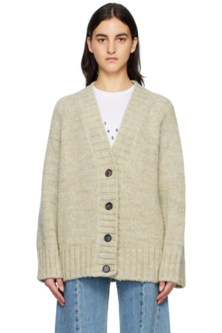 Green Y-Neck Cardigan by Maison Margiela on Sale