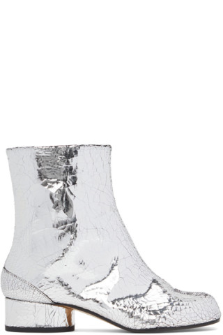 Maison Margiela: Silver Calfskin Tabi Boots | SSENSE